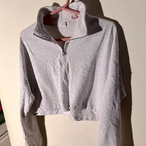 Womens grey Garage 1/4 zipped crop top size medium
